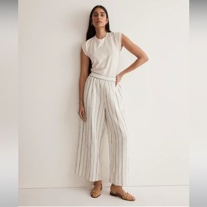 NWT Madewell The Untailored Wide-Leg Crop Pant in Striped Lightspun